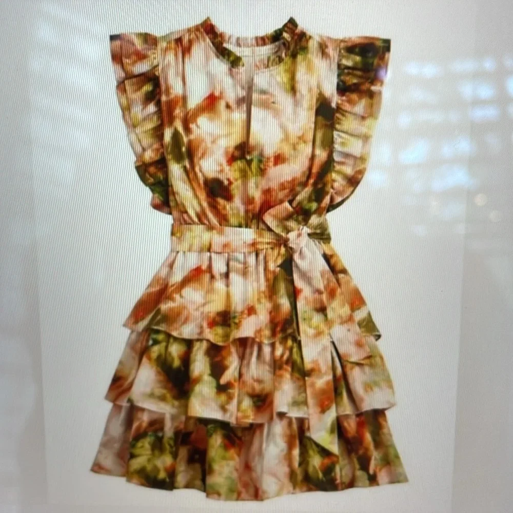 Marie Oliver Emery tiered ruffle mini dress sz xl - Picture 6 of 6